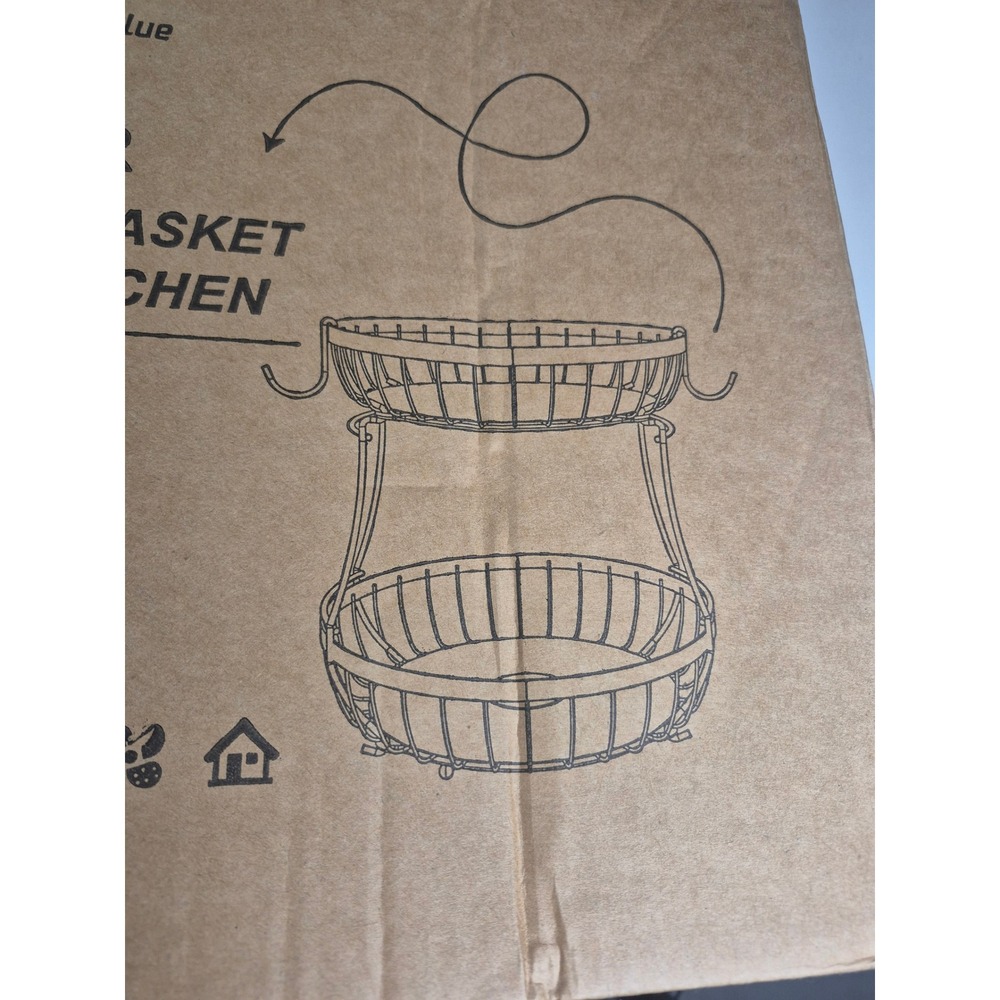 Sevenblue 2-Tier Fruit Basket for Kitchen Black Round Countertop Storage Stand - Picture 3 of 4